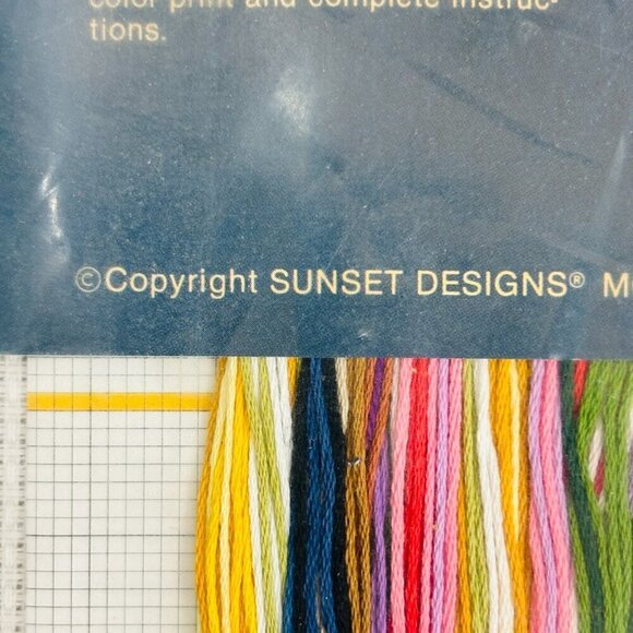 Sunset Garden Flowers Counted Cross Stitch Kit Basket Summer 1986 Vintage 2934 - Picture 5 of 9